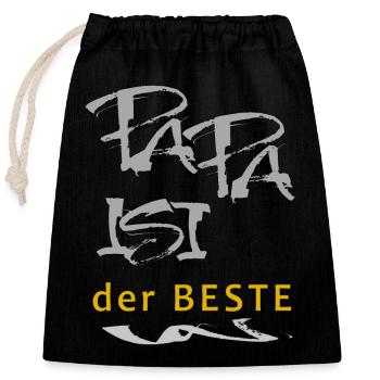 Papa est le meilleur - Sac cadeau en coton avec cordon (25 x 30 cm) - noir - Devant