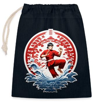 Kung Fu - Closable cotton gift bag (25x30cm) - navy - Front