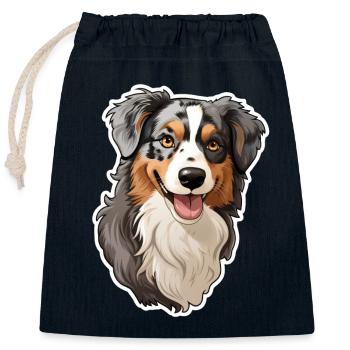 Australian Shephard - Closable cotton gift bag (25x30cm) - navy - Front