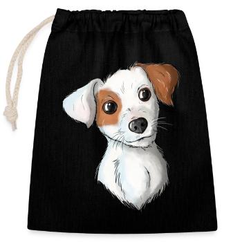 Jack Russell Pattern 7 - Verschließbarer Geschenkbeutel aus Baumwolle (25x30cm) - Schwarz - Vorne