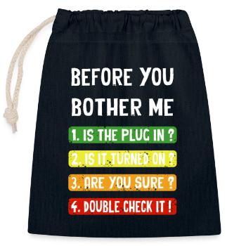 Before you bother me - Closable cotton gift bag (25x30cm) - navy - Front