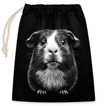 Meerschweinchen Portrait Nager Nagetier Tiere - Verschließbarer Geschenkbeutel aus Baumwolle (25x30cm) - Schwarz - Vorne