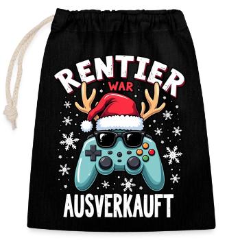 Rentier war ausverkauft gamer - Verschließbarer Geschenkbeutel aus Baumwolle (25x30cm) - Schwarz - Vorne