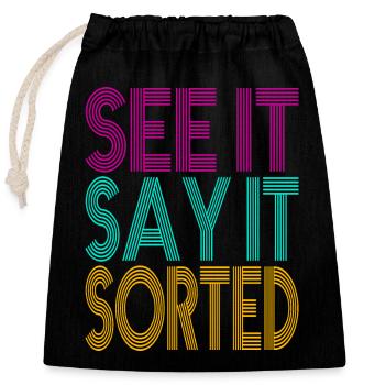 Voyez-le dis-le trié - Sac cadeau en coton avec cordon (25 x 30 cm) - noir - Devant