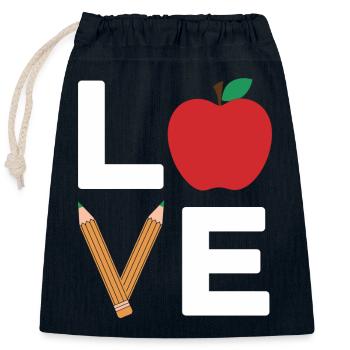 Ich liebe Apple Pencil Typografie - Verschließbarer Geschenkbeutel aus Baumwolle (25x30cm) - Navy - Vorne