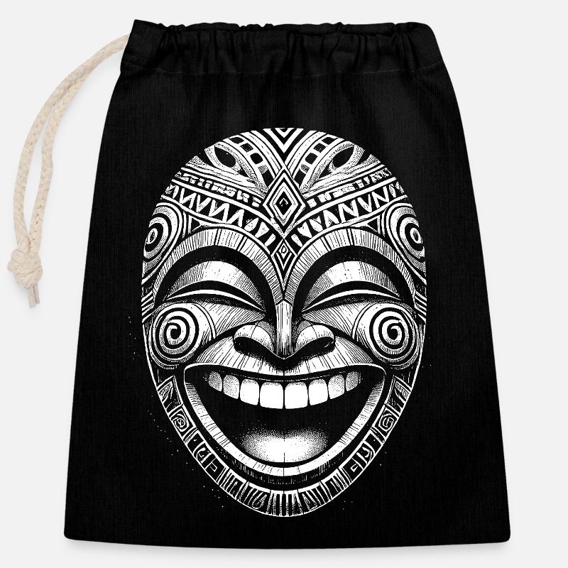 Máscara - Bolsa de regalo de algodón con cierre (25x30 cm) - negro