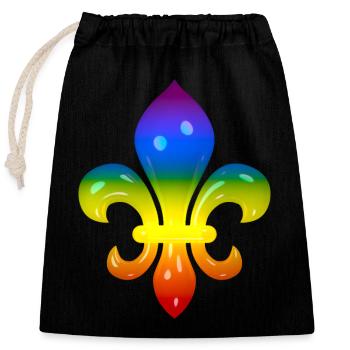 Fleur de Lys in Regenbogen-Farben - Verschließbarer Geschenkbeutel aus Baumwolle (25x30cm) - Schwarz - Vorne
