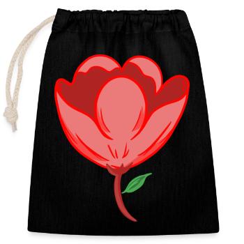 Rote Blume - Verschließbarer Geschenkbeutel aus Baumwolle (25x30cm) - Schwarz - Vorne