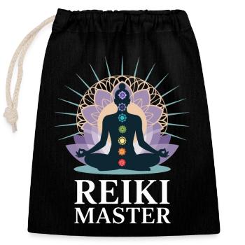 Reiki Master Chakra Energie Ganzheitlich - Verschließbarer Geschenkbeutel aus Baumwolle (25x30cm) - Schwarz - Vorne