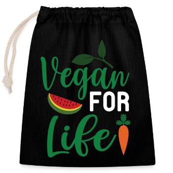 Vegan For Life - Closable cotton gift bag (25x30cm) - black - Front