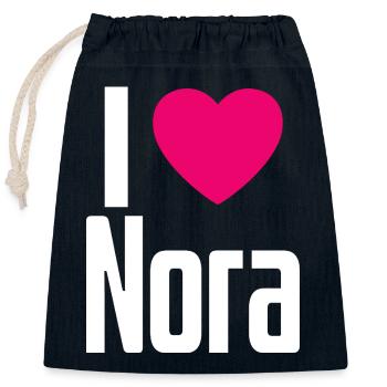 I Love Nora Pinkes Herz Ich liebe Nora - Verschließbarer Geschenkbeutel aus Baumwolle (25x30cm) - Navy - Vorne