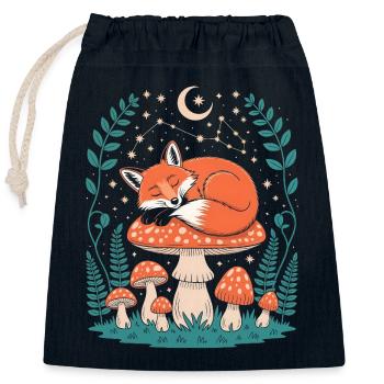 Schlafender Fuchs auf Pilz unter Sternenhimmel - Verschließbarer Geschenkbeutel aus Baumwolle (25x30cm) - Navy - Vorne