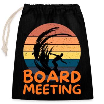 Surfing Board Meeting - Verschließbarer Geschenkbeutel aus Baumwolle (25x30cm) - Schwarz - Vorne