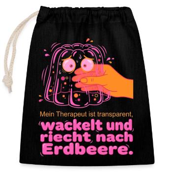 Erdbeer Seifen Therapeut - Verschließbarer Geschenkbeutel aus Baumwolle (25x30cm) - Schwarz - Vorne