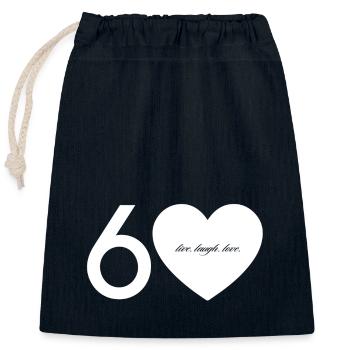 60 with heart - Closable cotton gift bag (25x30cm) - navy - Front