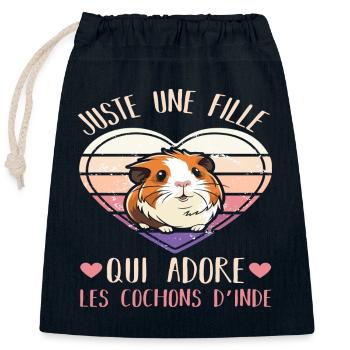 Juste une fille qui adore les cochons d' Inde - Sac cadeau en coton avec cordon (25 x 30 cm) - bleu marine - Devant