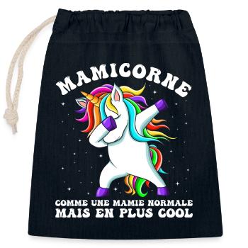 Mamicorne cadeau pour mamie licorne fête des mères - Sac cadeau en coton avec cordon (25 x 30 cm) - bleu marine - Devant