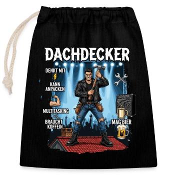Le couvreur - Sac cadeau en coton avec cordon (25 x 30 cm) - noir - Devant