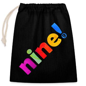 NINE 9 YEARS 9TH BIRTHDAY - Closable cotton gift bag (25x30cm) - black - Front