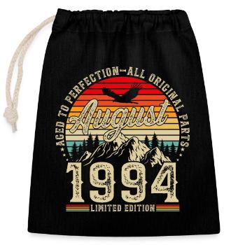 Août 1994 Vintage Rétro Anniversaire Vintage - Sac cadeau en coton avec cordon (25 x 30 cm) - noir - Devant