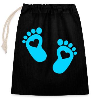 Baby Cute Toddler Heart Parents Pregnant Baby Feet - Closable cotton gift bag (25x30cm) - black - Front