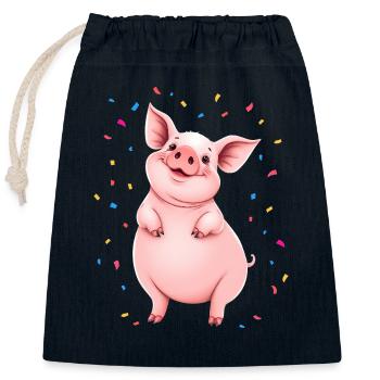 Confetti Carnival New Year's Eve Birthday Party Sow - Closable cotton gift bag (25x30cm) - navy - Front