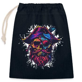 Crâne de pirate - Sac cadeau en coton avec cordon (25 x 30 cm) - bleu marine - Devant