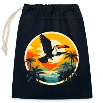 Toucan at sunset - Closable cotton gift bag (25x30cm) - navy - Front