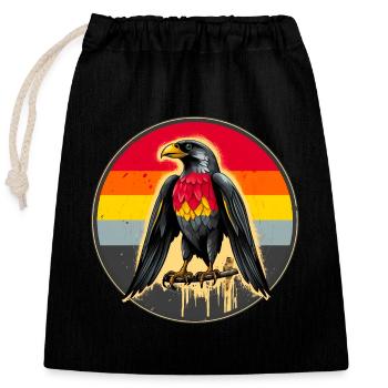 Adler mit deutschland Farben - Verschließbarer Geschenkbeutel aus Baumwolle (25x30cm) - Schwarz - Vorne