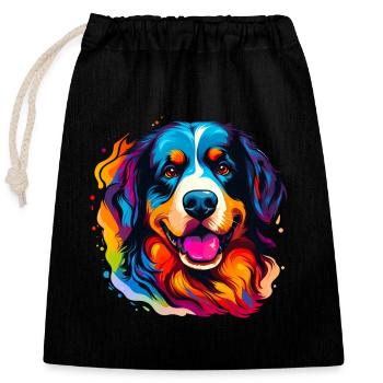 Bouvier bernois aux couleurs de l’arc-en-ciel - Sac cadeau en coton avec cordon (25 x 30 cm) - noir - Devant