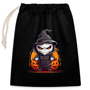 Halloween ghost face with cowl - Closable cotton gift bag (25x30cm) - black - Front
