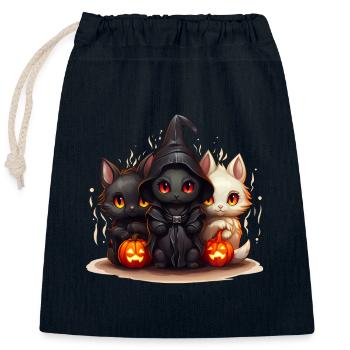 Halloween Cat Trio with Verkelidung - Closable cotton gift bag (25x30cm) - navy - Front