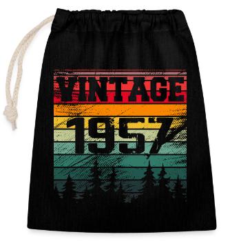 1957 Vintage Geburtstagsgeschenk 1957 Retro - Verschließbarer Geschenkbeutel aus Baumwolle (25x30cm) - Schwarz - Vorne