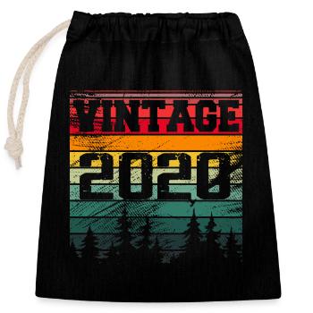 2020 Vintage Geburtstagsgeschenk 2020 Retro - Verschließbarer Geschenkbeutel aus Baumwolle (25x30cm) - Schwarz - Vorne