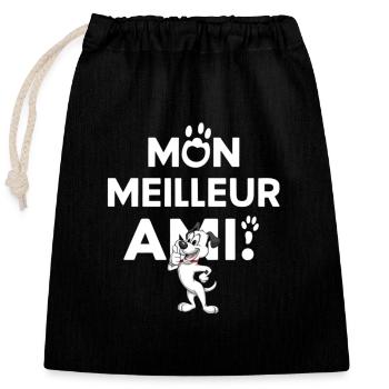 meilleur ami de l'homme, mon meilleur ami - Sac cadeau en coton avec cordon (25 x 30 cm) - noir - Devant