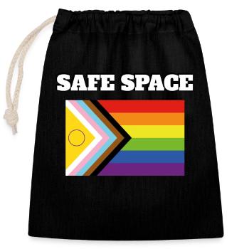 Inklusive Pride Pride SICHERER RAUM - Verschließbarer Geschenkbeutel aus Baumwolle (25x30cm) - Schwarz - Vorne