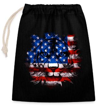 America - Closable cotton gift bag (25x30cm) - black - Front