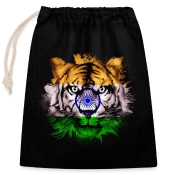 Indien - Verschließbarer Geschenkbeutel aus Baumwolle (25x30cm) - Schwarz - Vorne