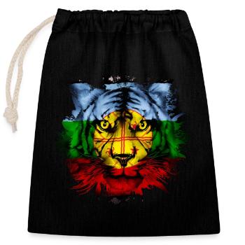 Mapuche - Sac cadeau en coton avec cordon (25 x 30 cm) - noir - Devant