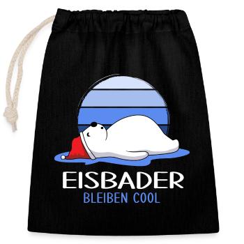 Winterbader Kältetherapie cool Eisbader im Eisbad - Verschließbarer Geschenkbeutel aus Baumwolle (25x30cm) - Schwarz - Vorne