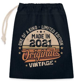 2021 Jahrgang Geboren 2021 Vintage Jubiläumsgeschenk - Verschließbarer Geschenkbeutel aus Baumwolle (25x30cm) - Navy - Vorne