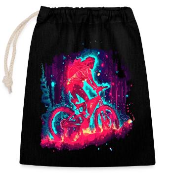 Neon Mystic Mountainbike Mädchen Waldfahrt - Verschließbarer Geschenkbeutel aus Baumwolle (25x30cm) - Schwarz - Vorne
