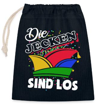 Narrenkappe - Die Jecken sind los - Karneval - Verschließbarer Geschenkbeutel aus Baumwolle (25x30cm) - Navy - Vorne