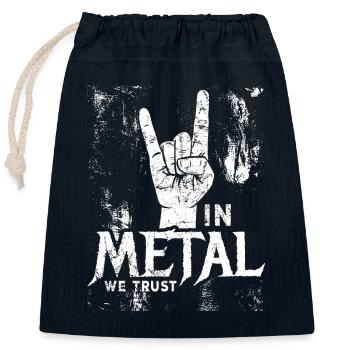 In Metal We Trust - Musik - Spruch - Sac cadeau en coton avec cordon (25 x 30 cm) - bleu marine - Devant