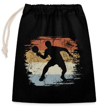 Tischtennis Spieler - Aufschlag - Topspin - Verschließbarer Geschenkbeutel aus Baumwolle (25x30cm) - Schwarz - Vorne