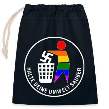 Gegen rechts - halte deine umwelt sauber - Verschließbarer Geschenkbeutel aus Baumwolle (25x30cm) - Navy - Vorne