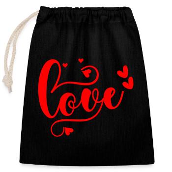 Love - Verschließbarer Geschenkbeutel aus Baumwolle (25x30cm) - Schwarz - Vorne