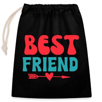Best Friend - Verschließbarer Geschenkbeutel aus Baumwolle (25x30cm) - Schwarz - Vorne