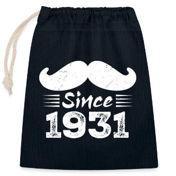 93rd Birthday Gift - Vintage 1931 Moustache - Closable cotton gift bag (25x30cm) - navy - Front