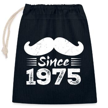 49th Birthday Gift - Vintage 1975 Mustache - Closable cotton gift bag (25x30cm) - navy - Front